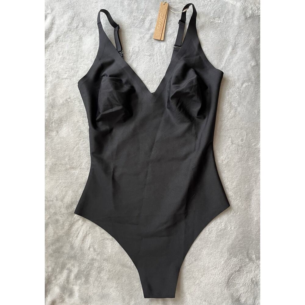 Skims Body Size XL Plunge Bodysuit Thong BD-THG-3326 Onyx Black Hourglass NEW